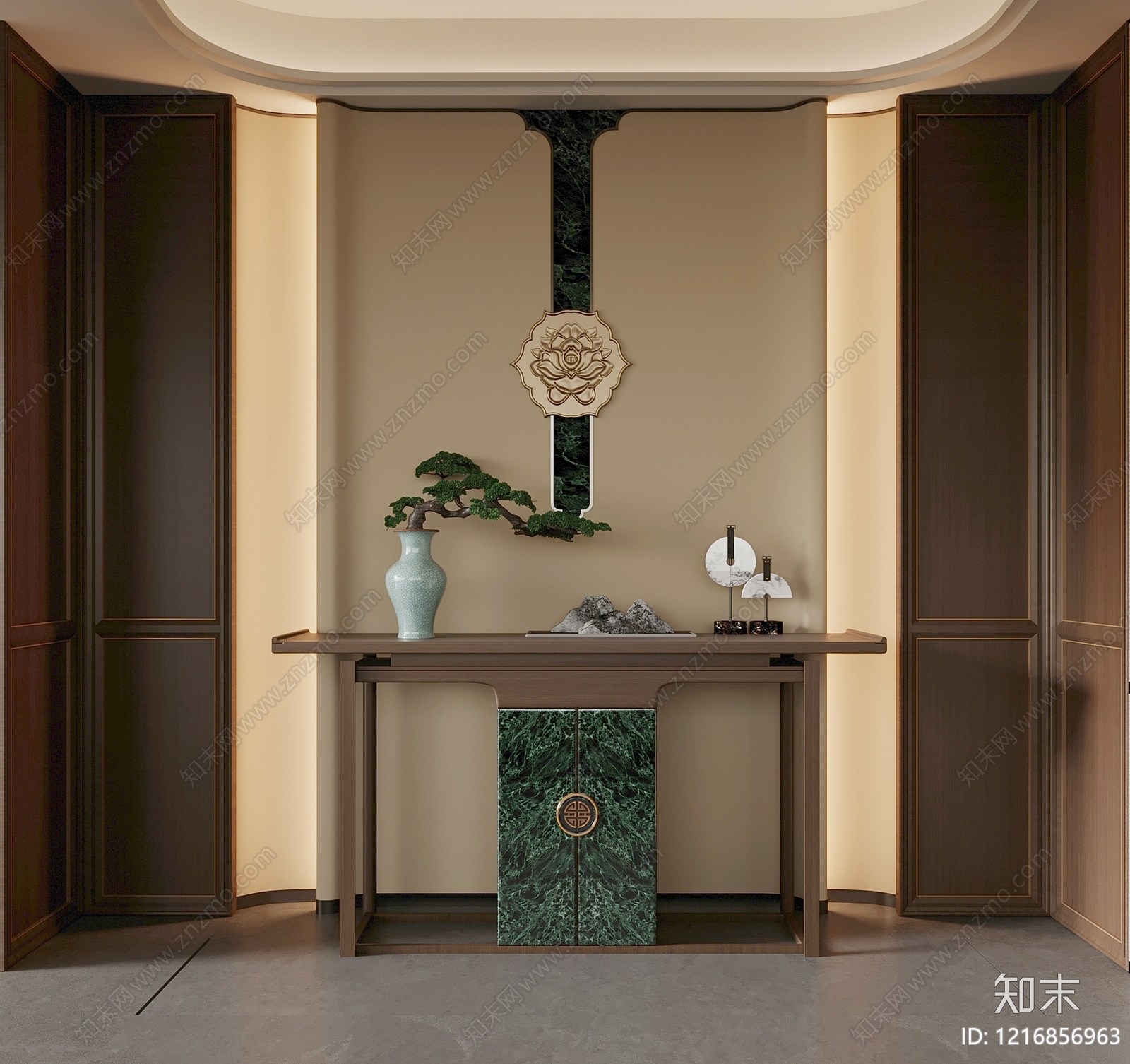 新中式玄关SU模型下载【ID:1216856963】