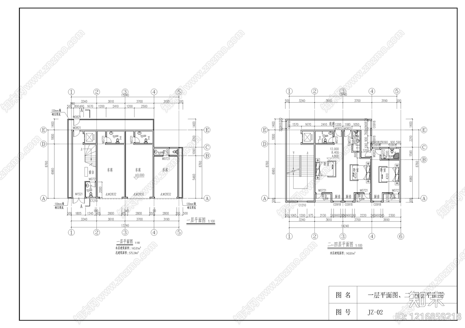 多层住宅cad施工图下载【ID:1216859218】