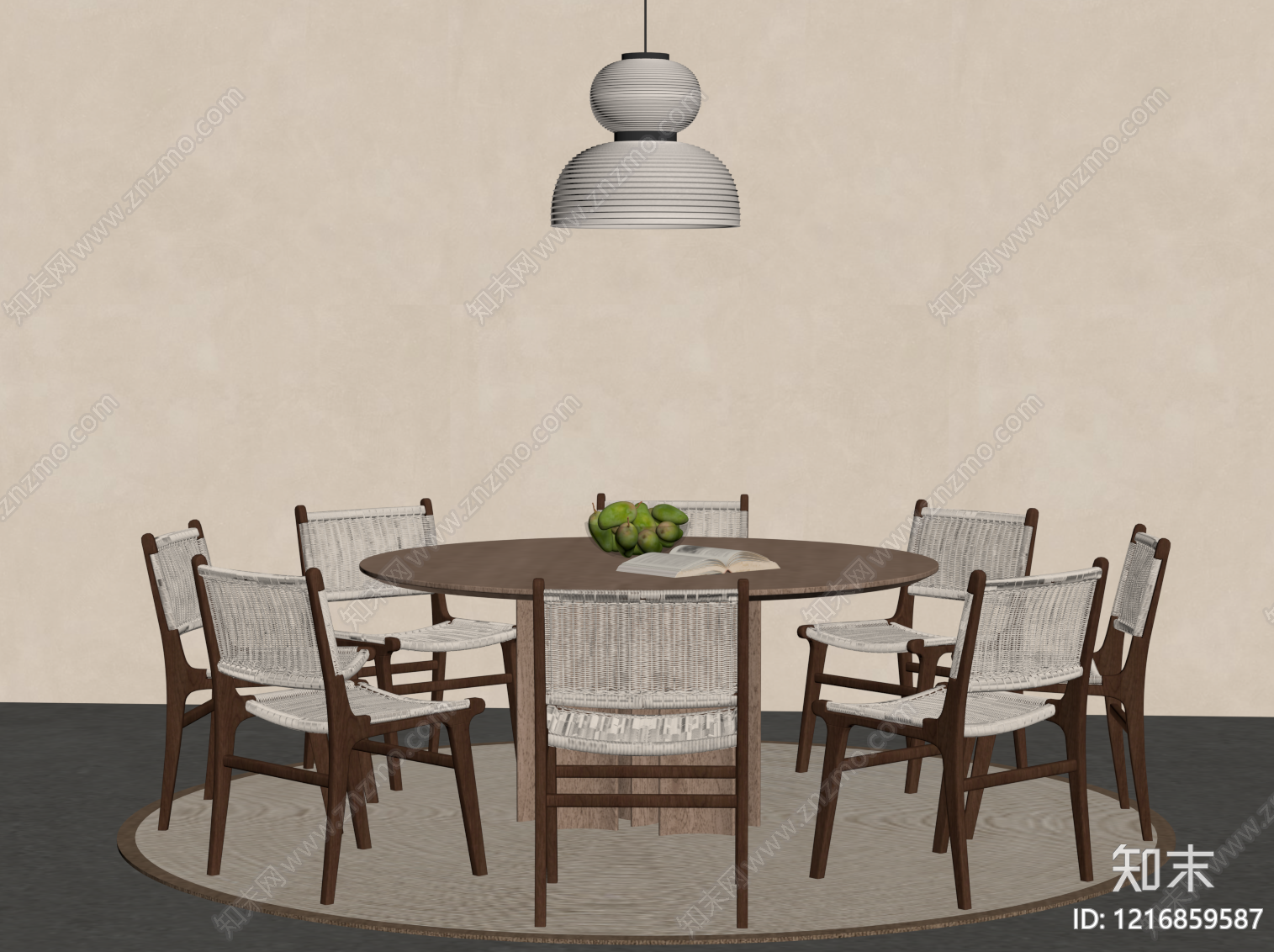 中古风餐桌椅SU模型下载【ID:1216859587】