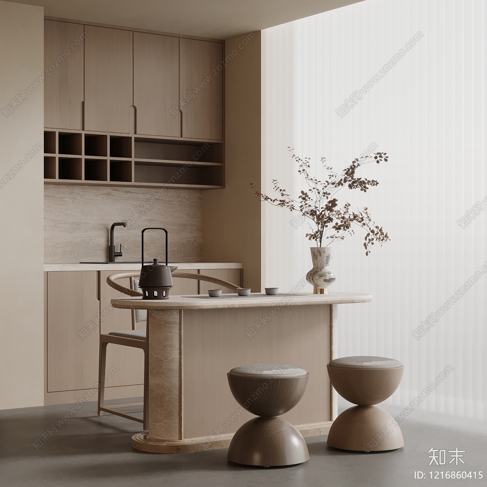 新中式茶室3D模型下载【ID:1216860415】