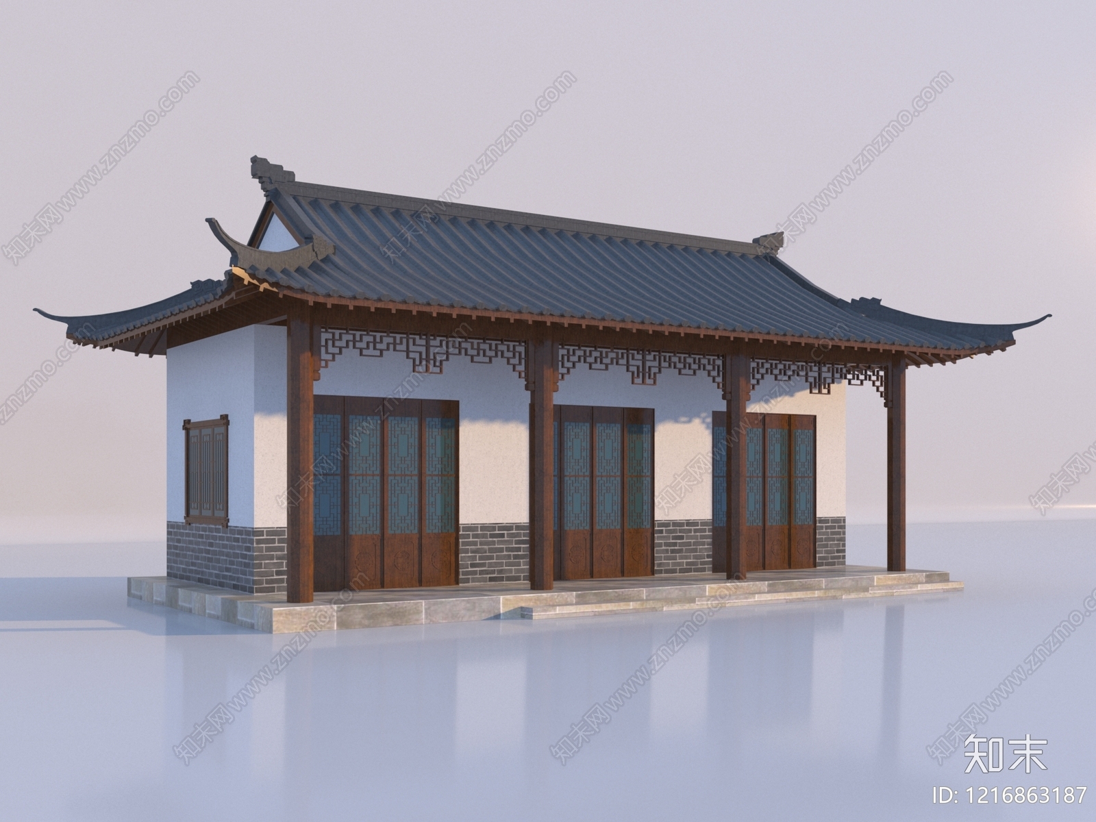 新中式古建3D模型下载【ID:1216863187】