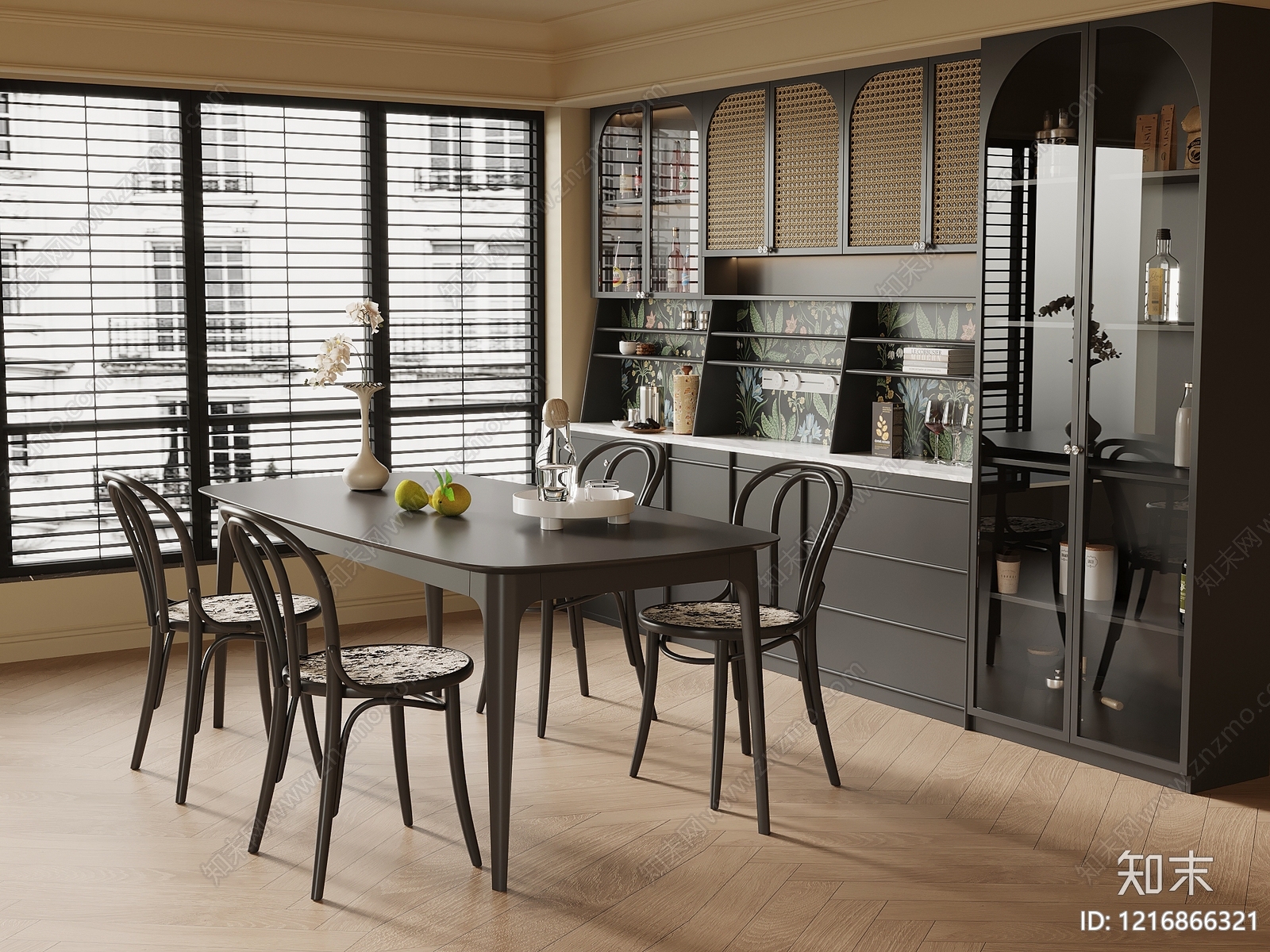 中古风家居餐厅SU模型下载【ID:1216866321】