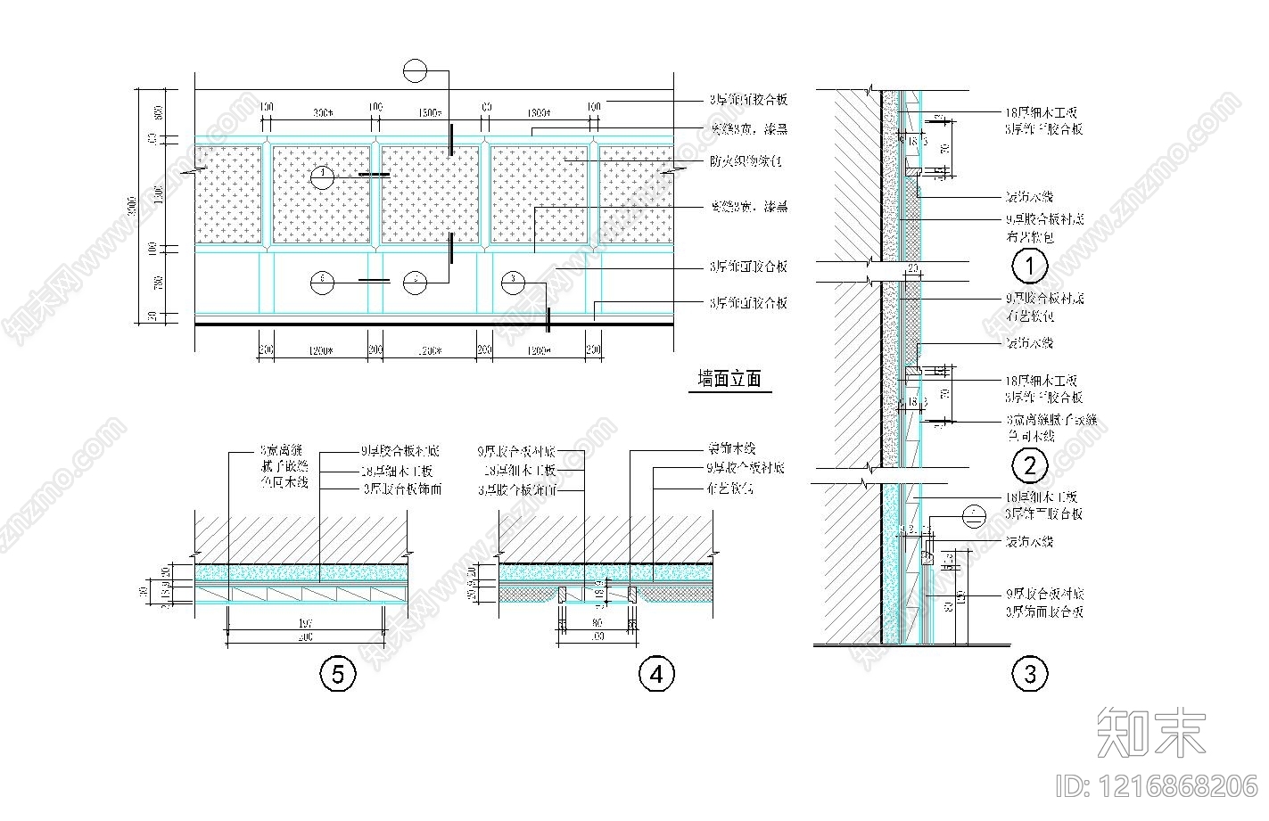 墙面节点cad施工图下载【ID:1216868206】