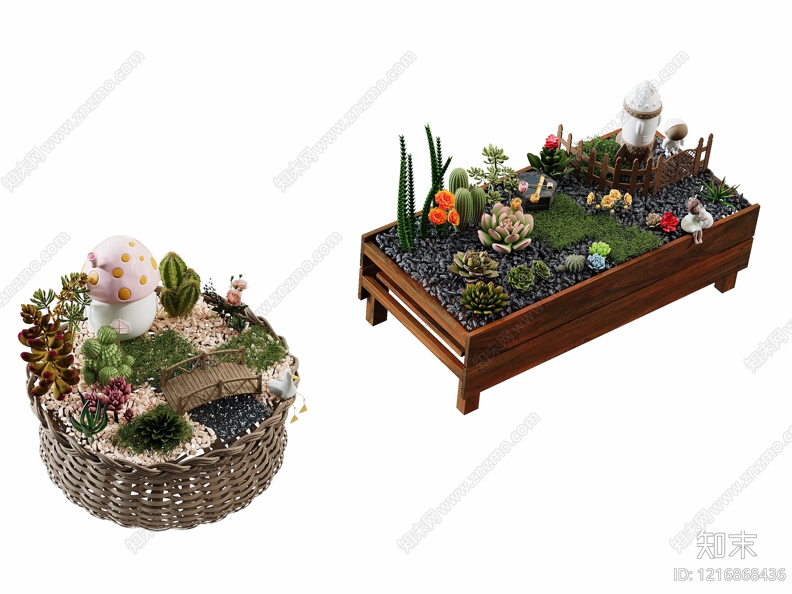 微景观绿植摆件3D模型渲染效果图