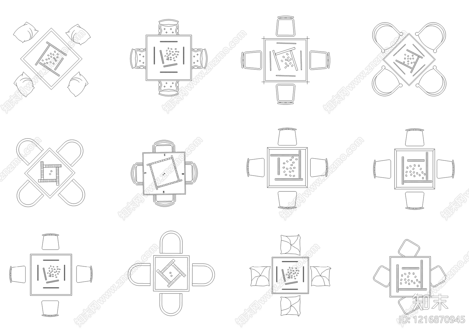 现代桌椅施工图下载【ID:1216870945】