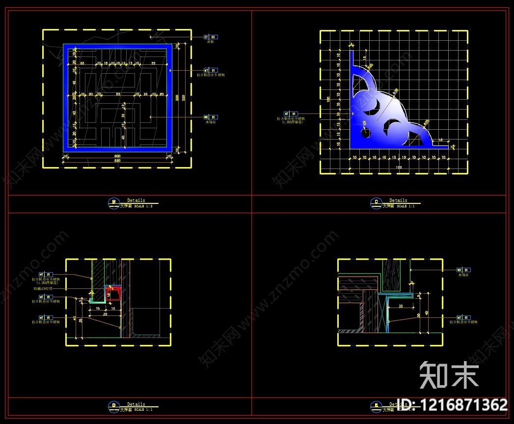 吧台节点cad施工图下载【ID:1216871362】