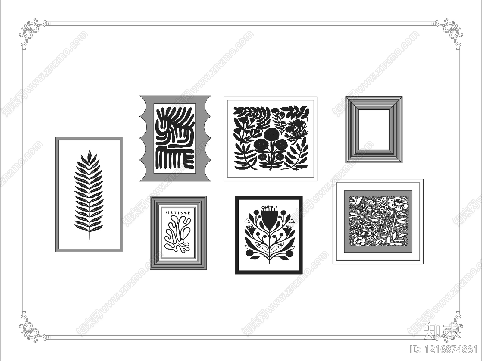 法式,中古挂画CAD图纸