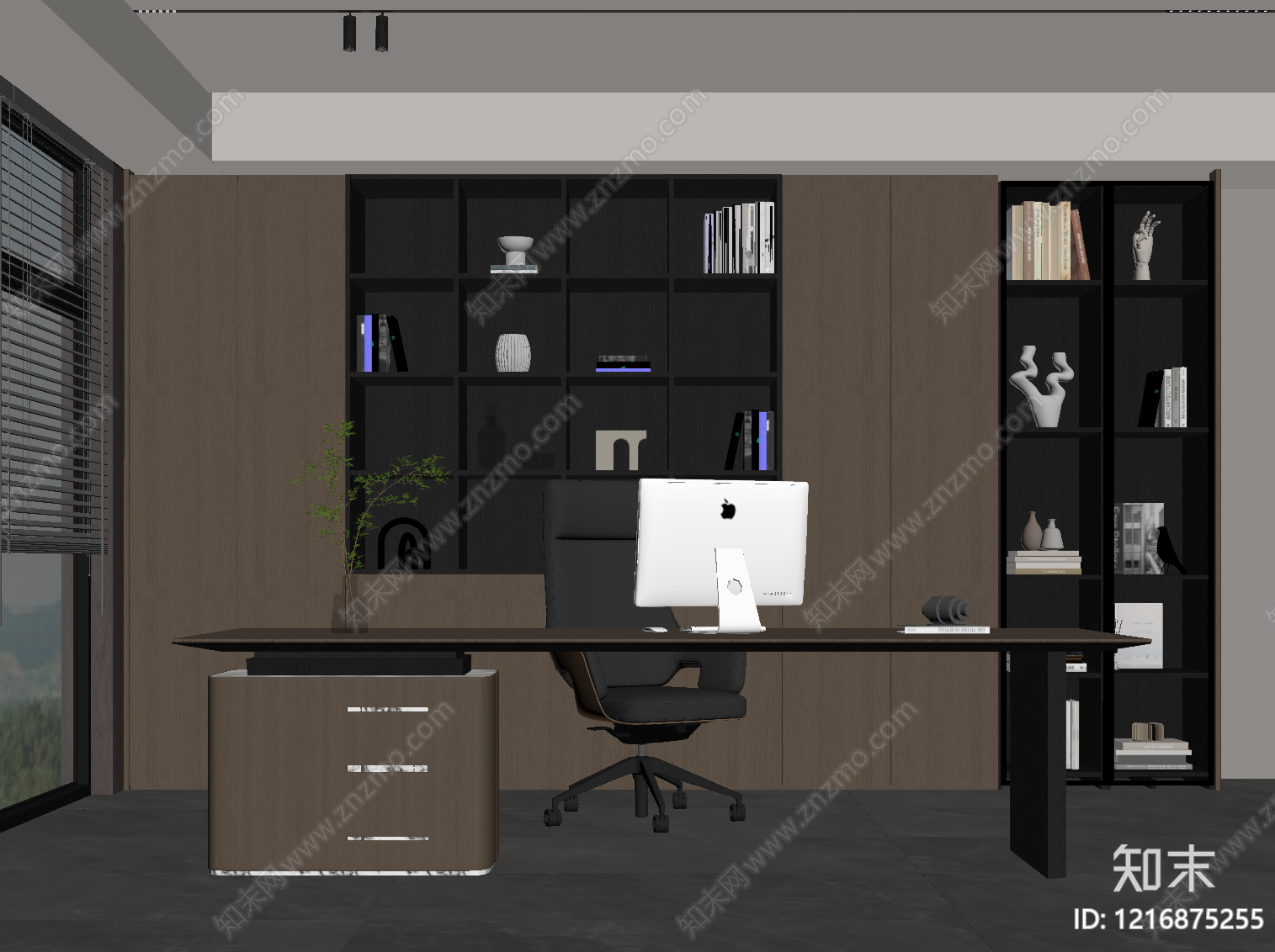 现代简约书房SU模型下载【ID:1216875255】