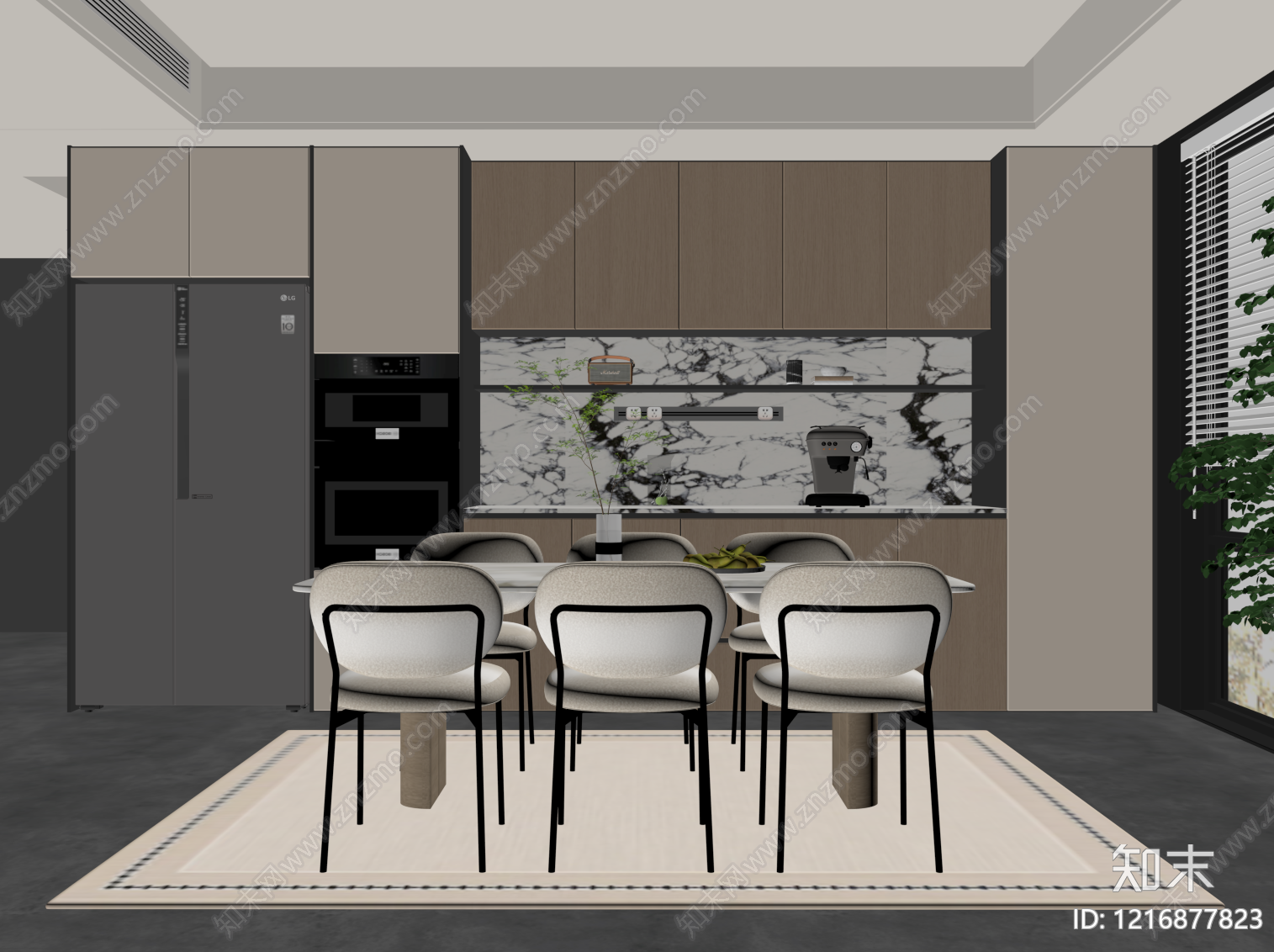现代家居餐厅SU模型下载【ID:1216877823】