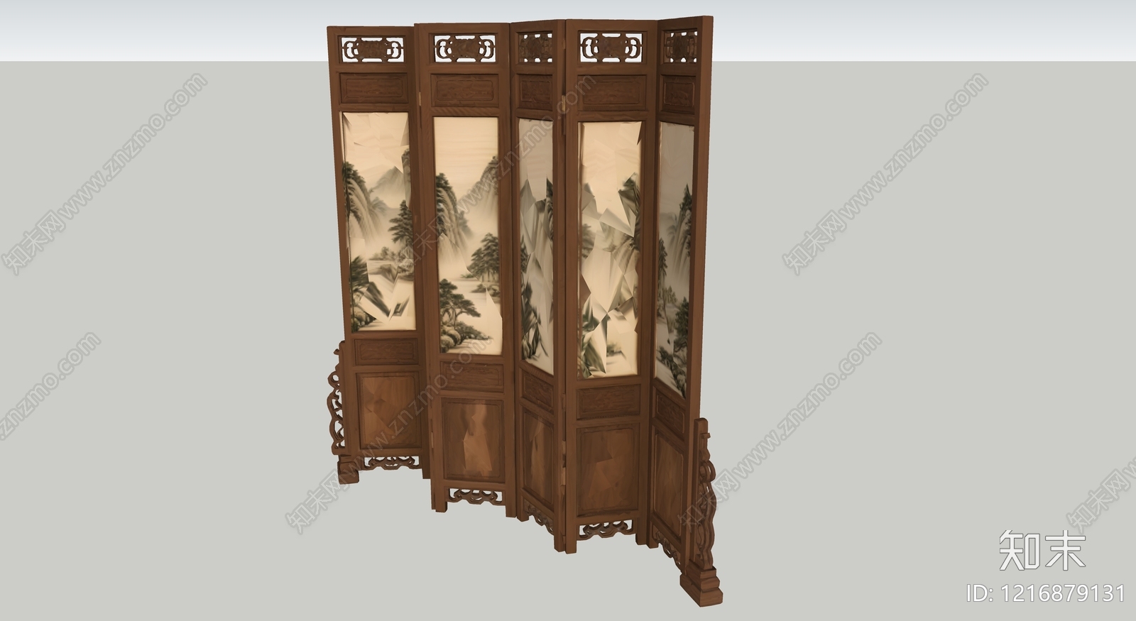 新中式屏风SU模型下载【ID:1216879131】
