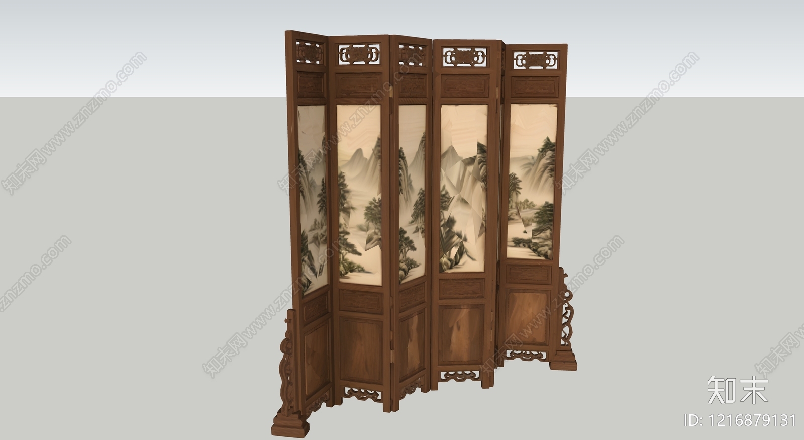 新中式屏风SU模型下载【ID:1216879131】