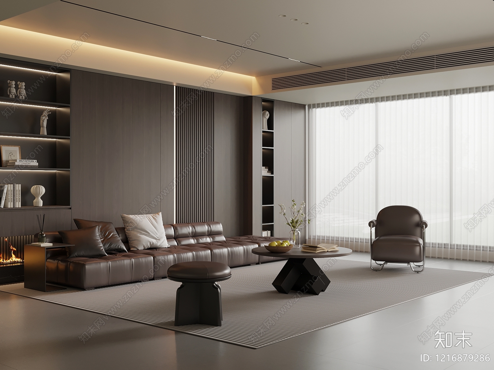 意式极简家居客厅3D模型下载【ID:1216879286】
