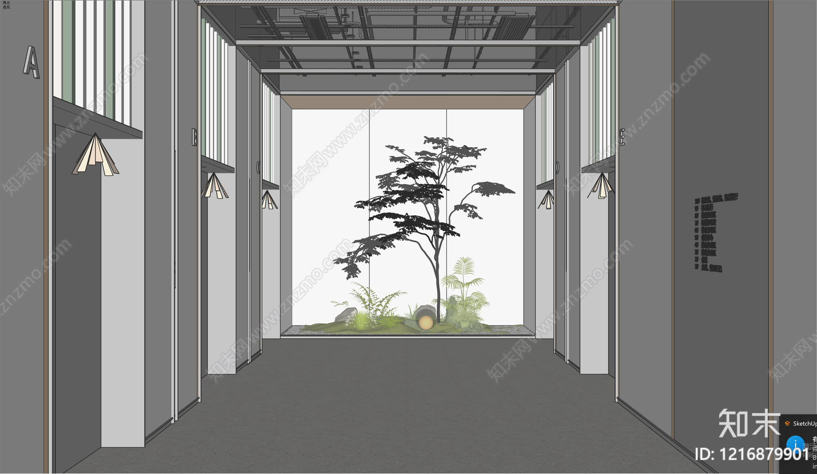 极简电梯厅SU模型下载【ID:1216879901】