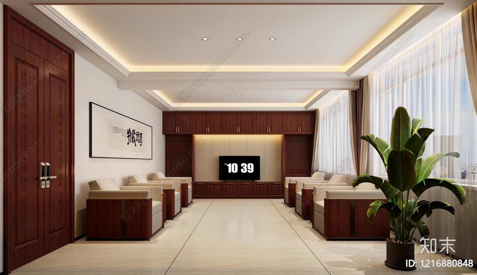 新中式接待室3D模型下载【ID:1216880848】