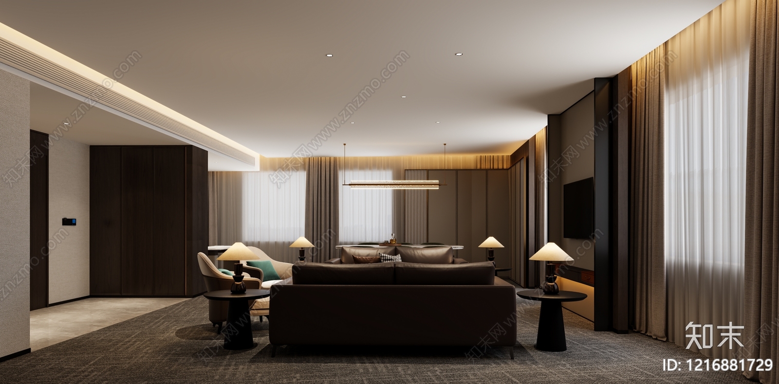 现代简约酒店客房3D模型下载【ID:1216881729】