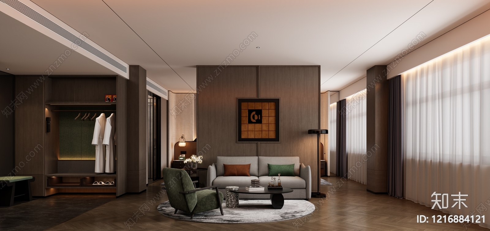 现代简约酒店客房3D模型下载【ID:1216884121】