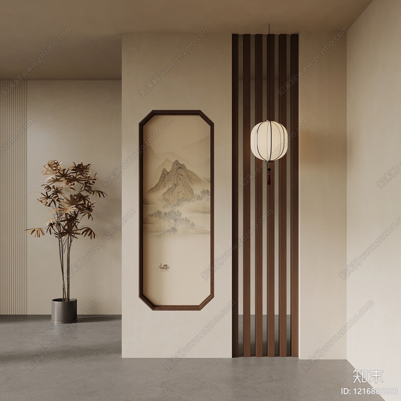 新中式玄关SU模型下载【ID:1216885266】