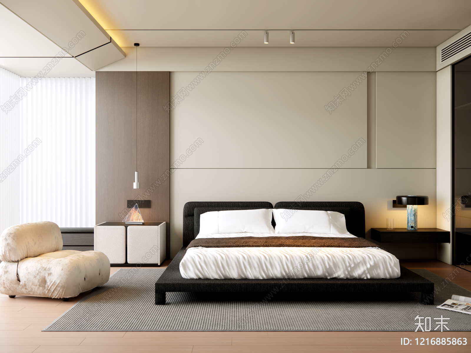 现代简约主卧3D模型下载【ID:1216885863】