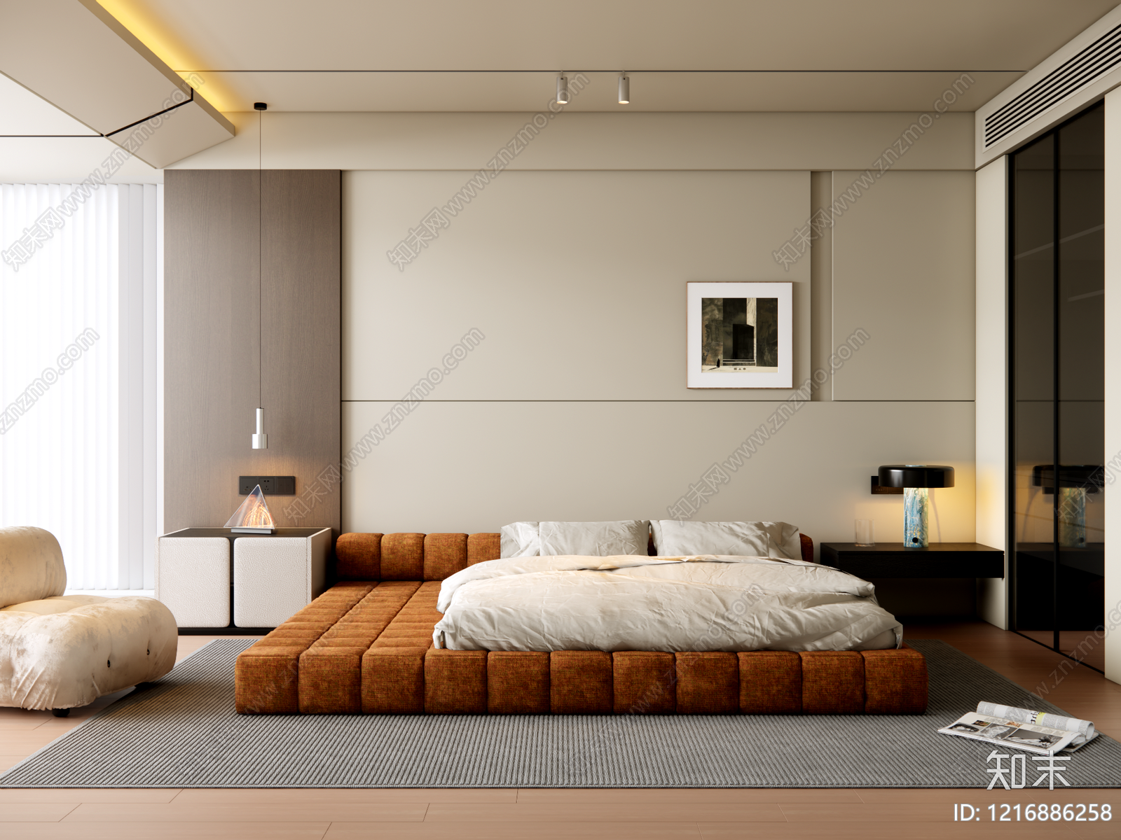现代简约主卧SU模型下载【ID:1216886258】