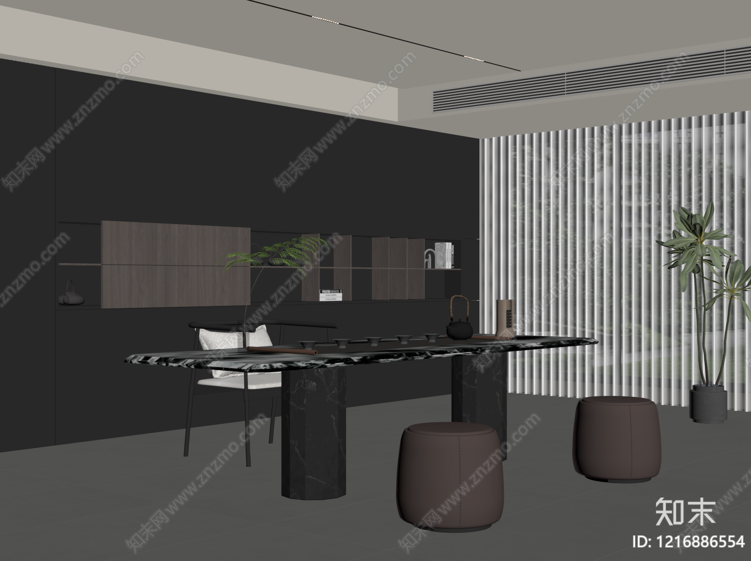 极简茶室SU模型下载【ID:1216886554】