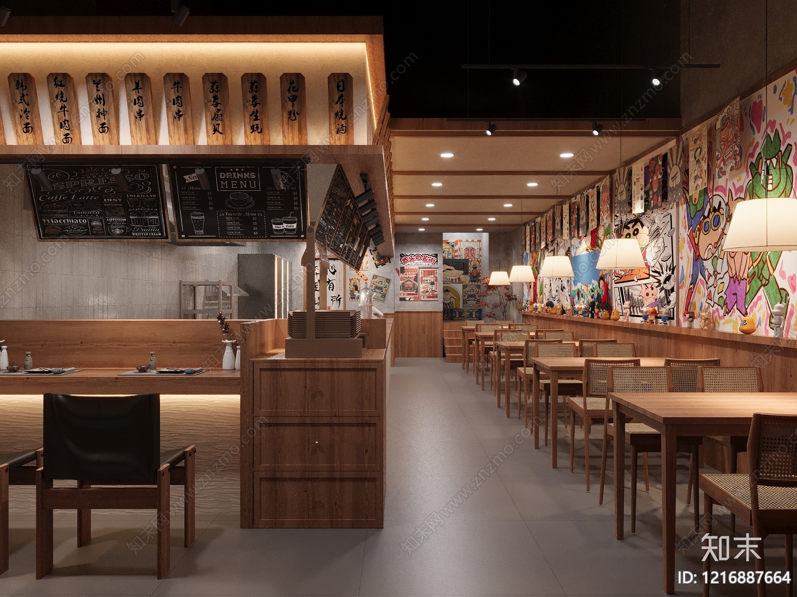 日式日料店3D模型渲染效果图