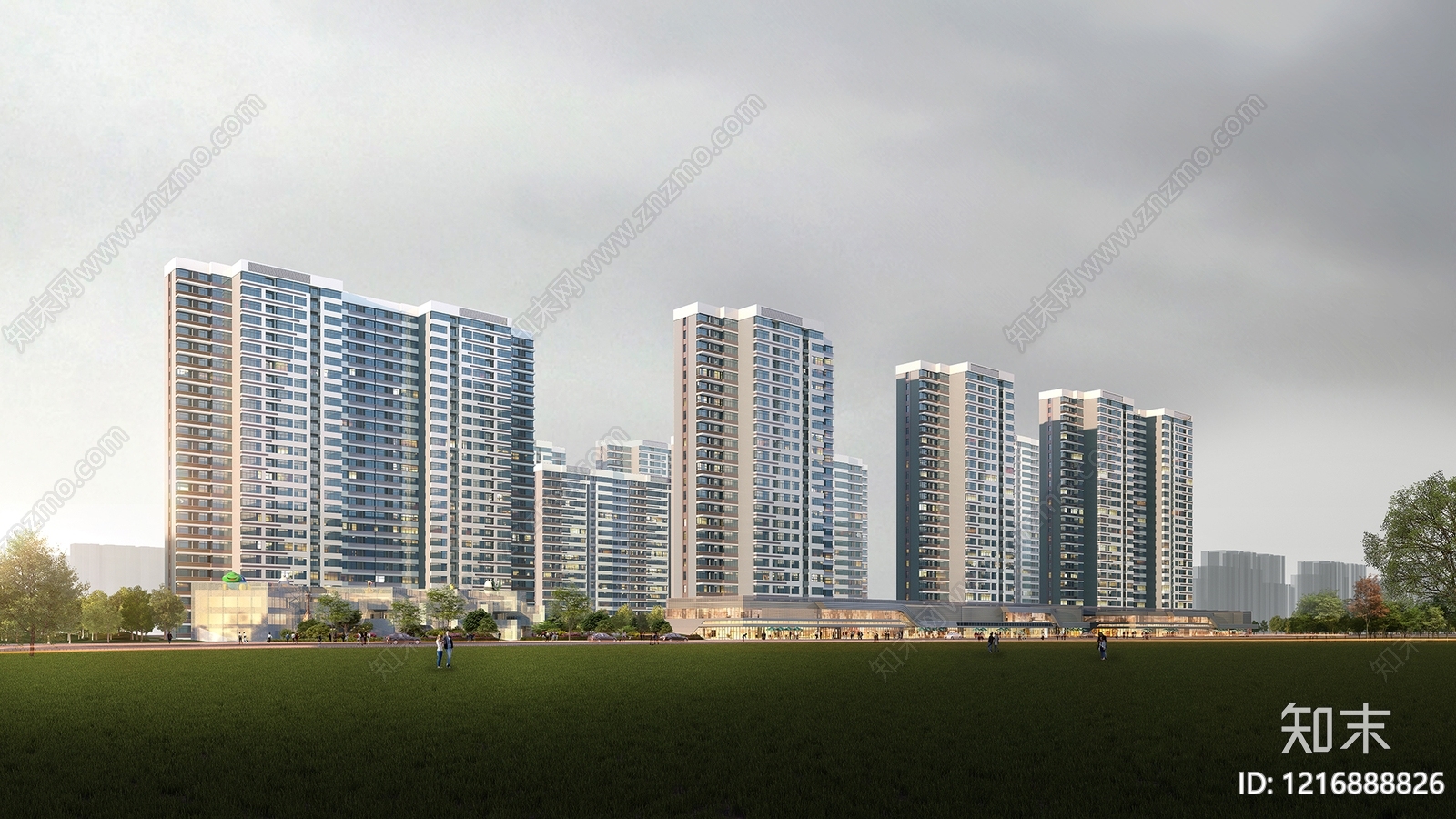 现代主义小高层住宅楼3D模型下载【ID:1216888826】