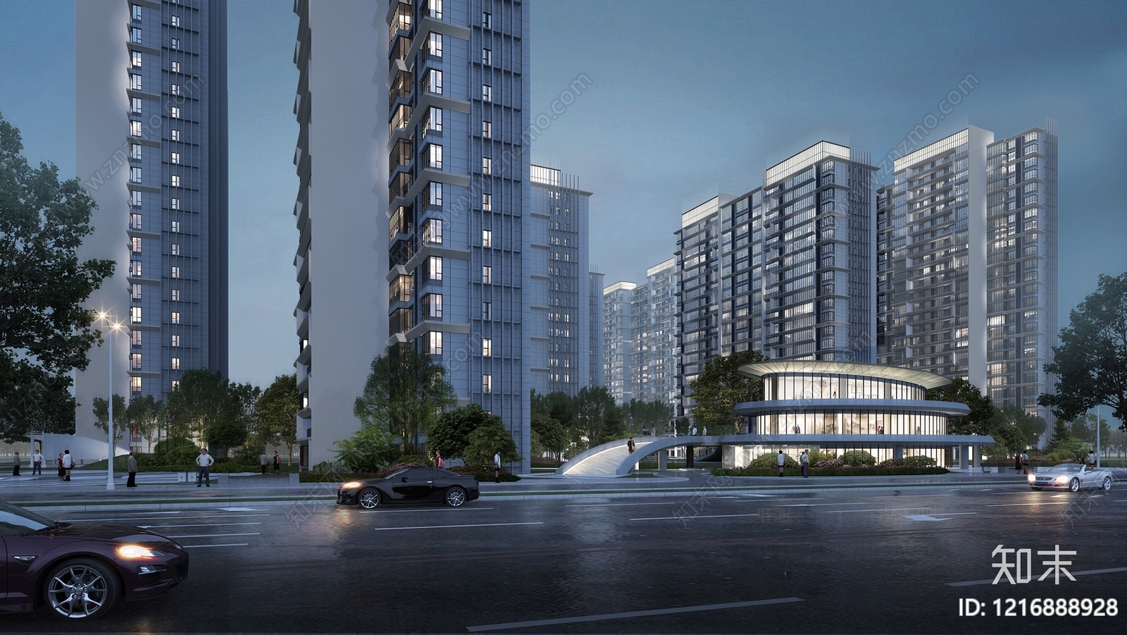 现代主义小高层住宅楼3D模型下载【ID:1216888928】