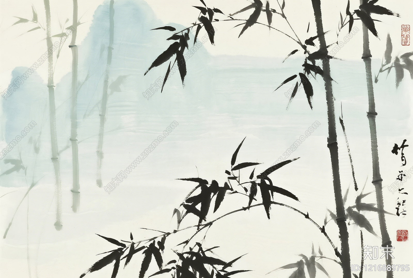 新中式水墨画贴图下载【ID:1216889795】