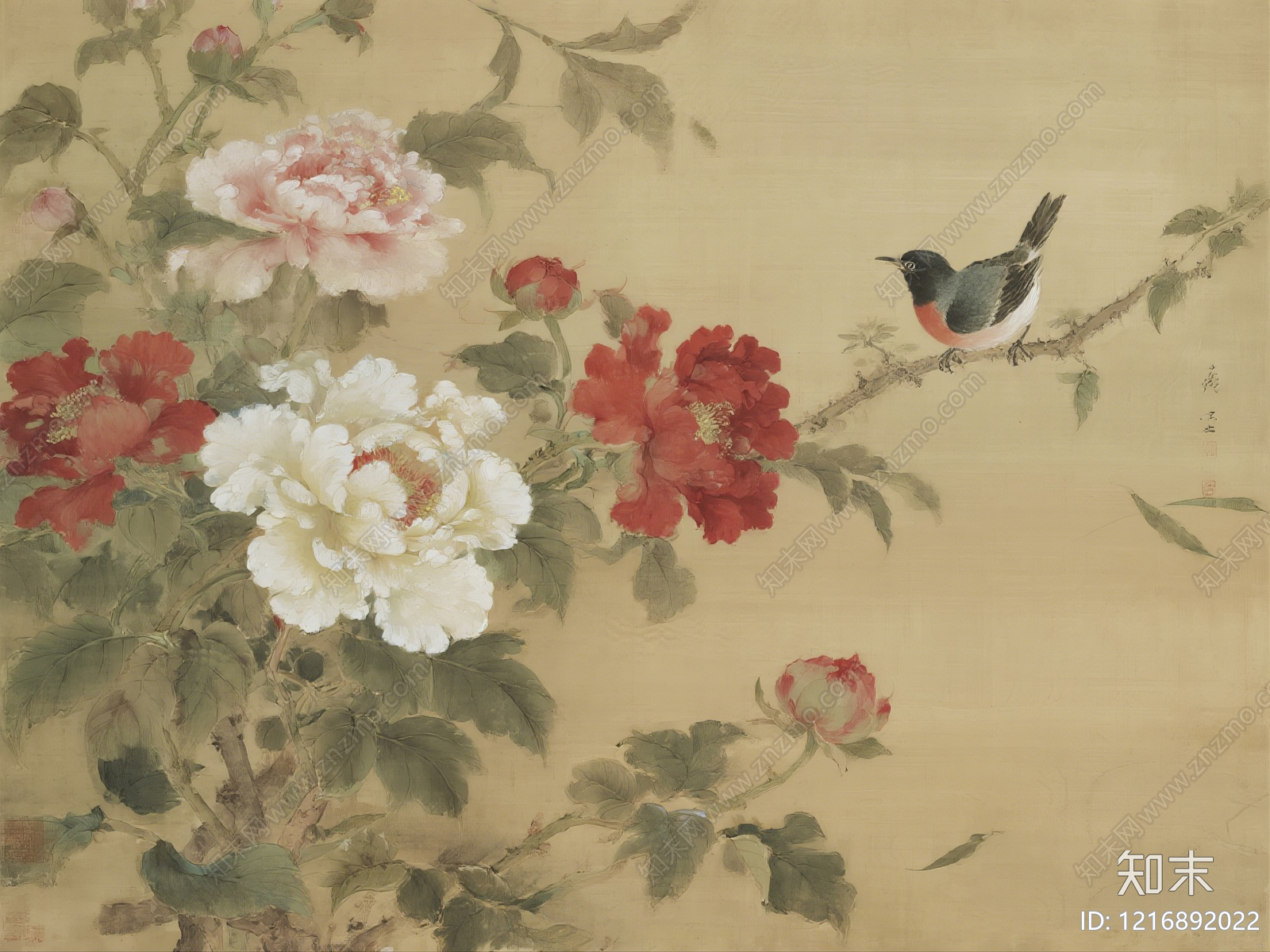 新中式字画贴图下载【ID:1216892022】