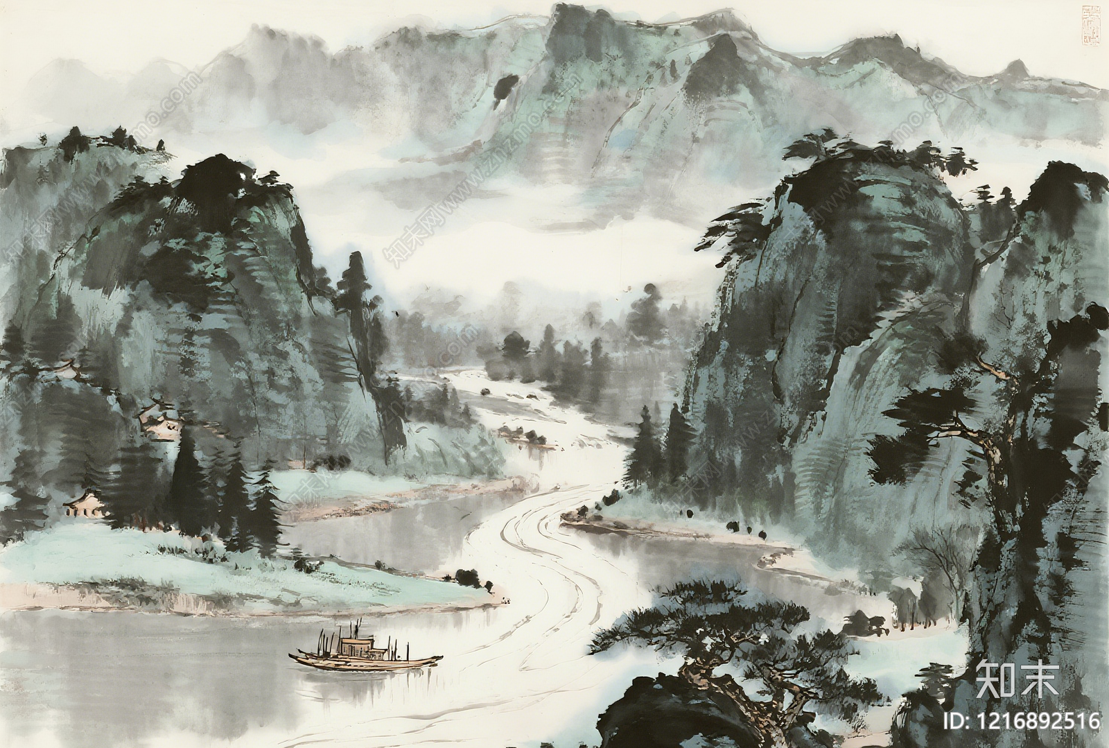 新中式水墨画贴图下载【ID:1216892516】