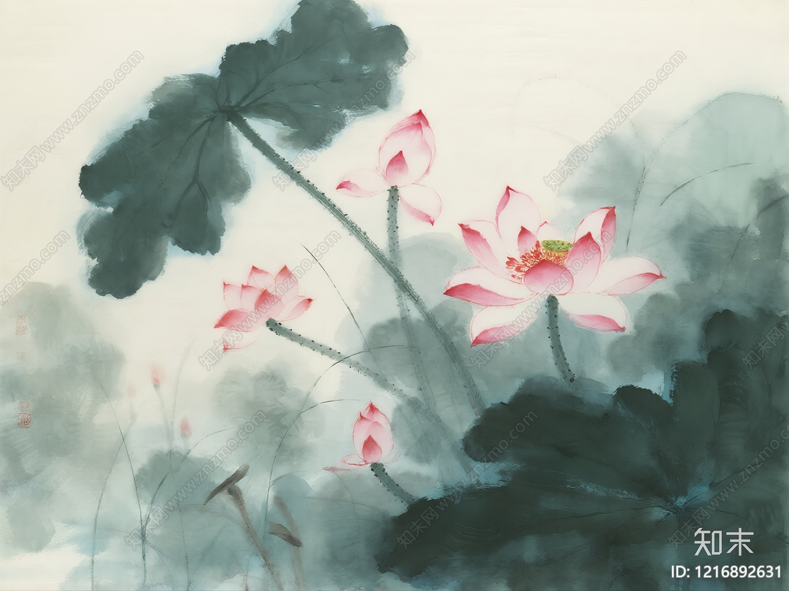 新中式水墨画贴图下载【ID:1216892631】