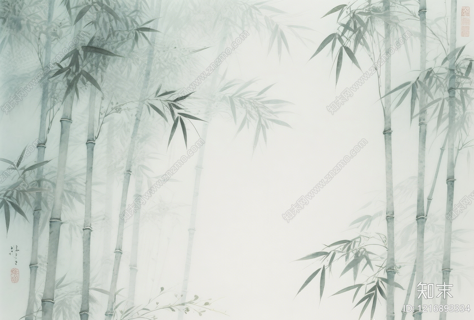 新中式水墨画贴图下载【ID:1216893334】