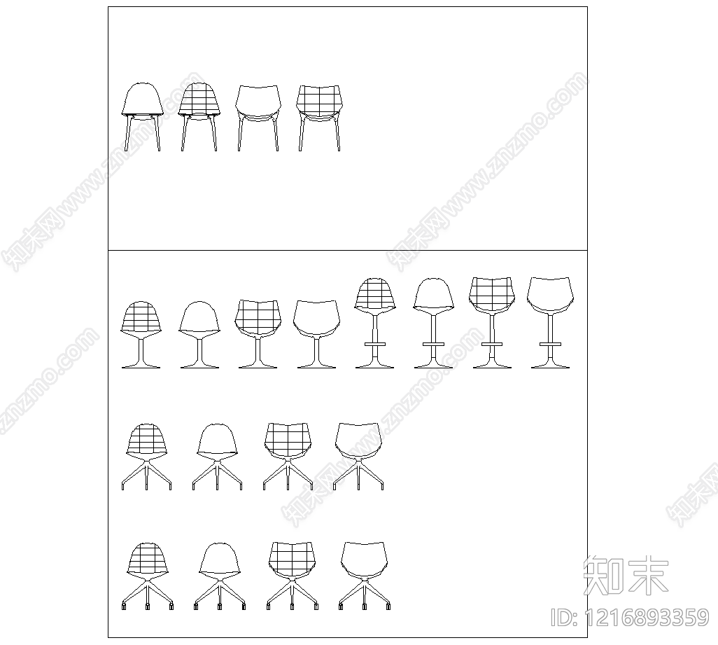 现代简约桌椅施工图下载【ID:1216893359】