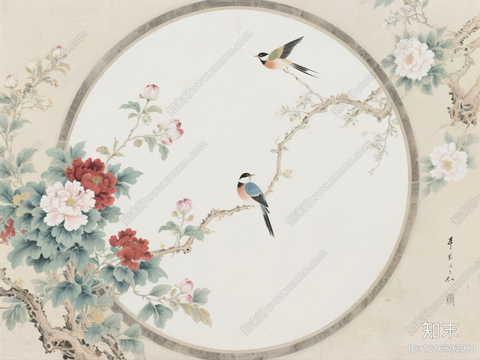 新中式装饰画贴图下载【ID:1216893954】