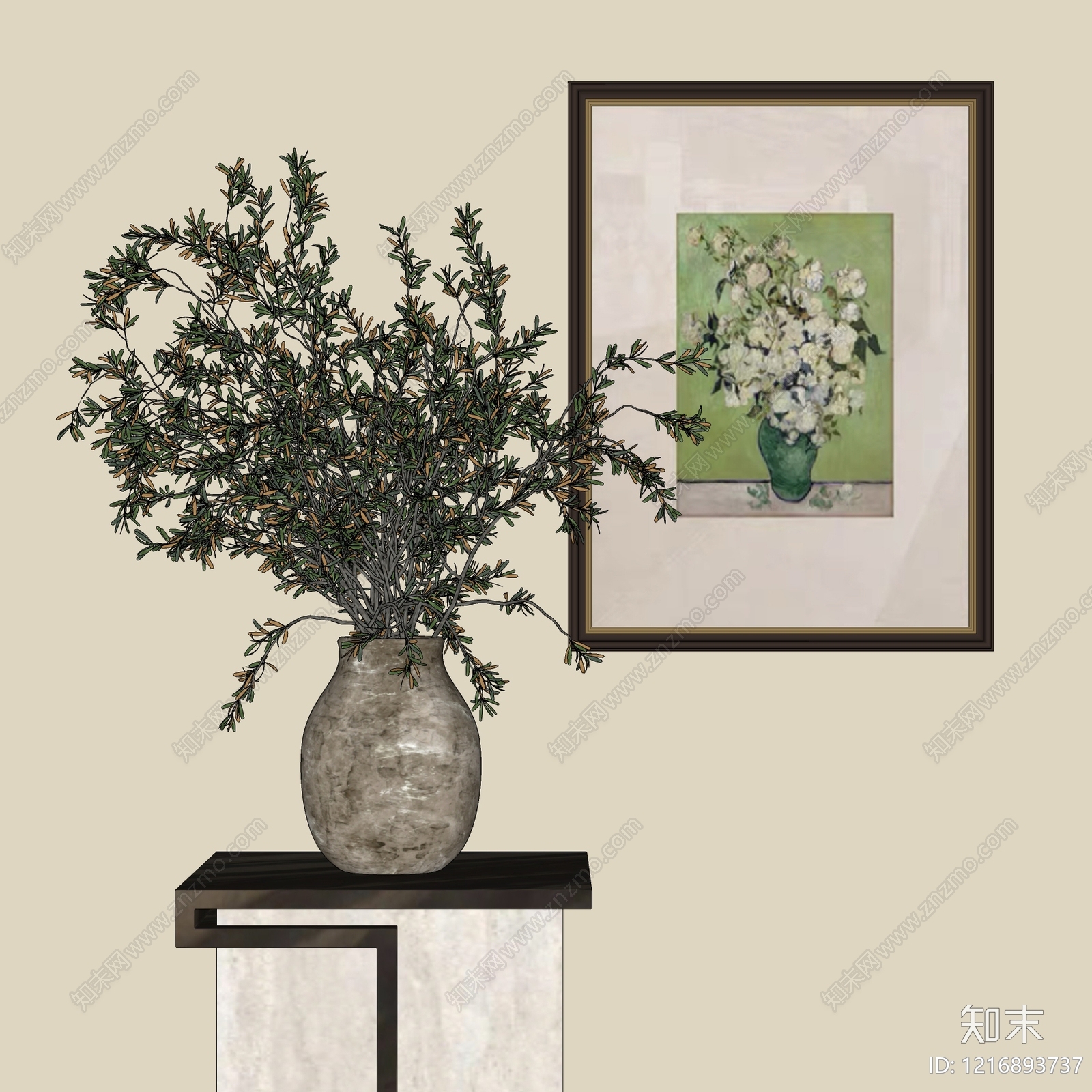 侘寂花艺SU模型下载【ID:1216893737】