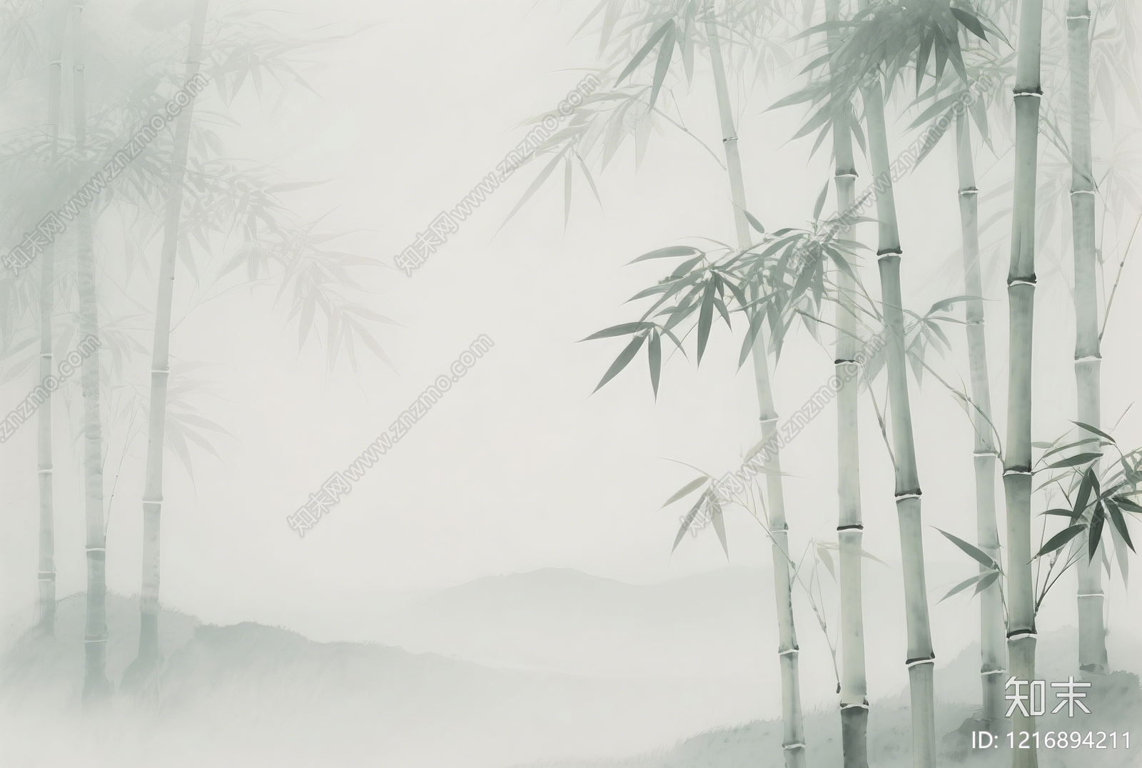 新中式水墨画贴图下载【ID:1216894211】