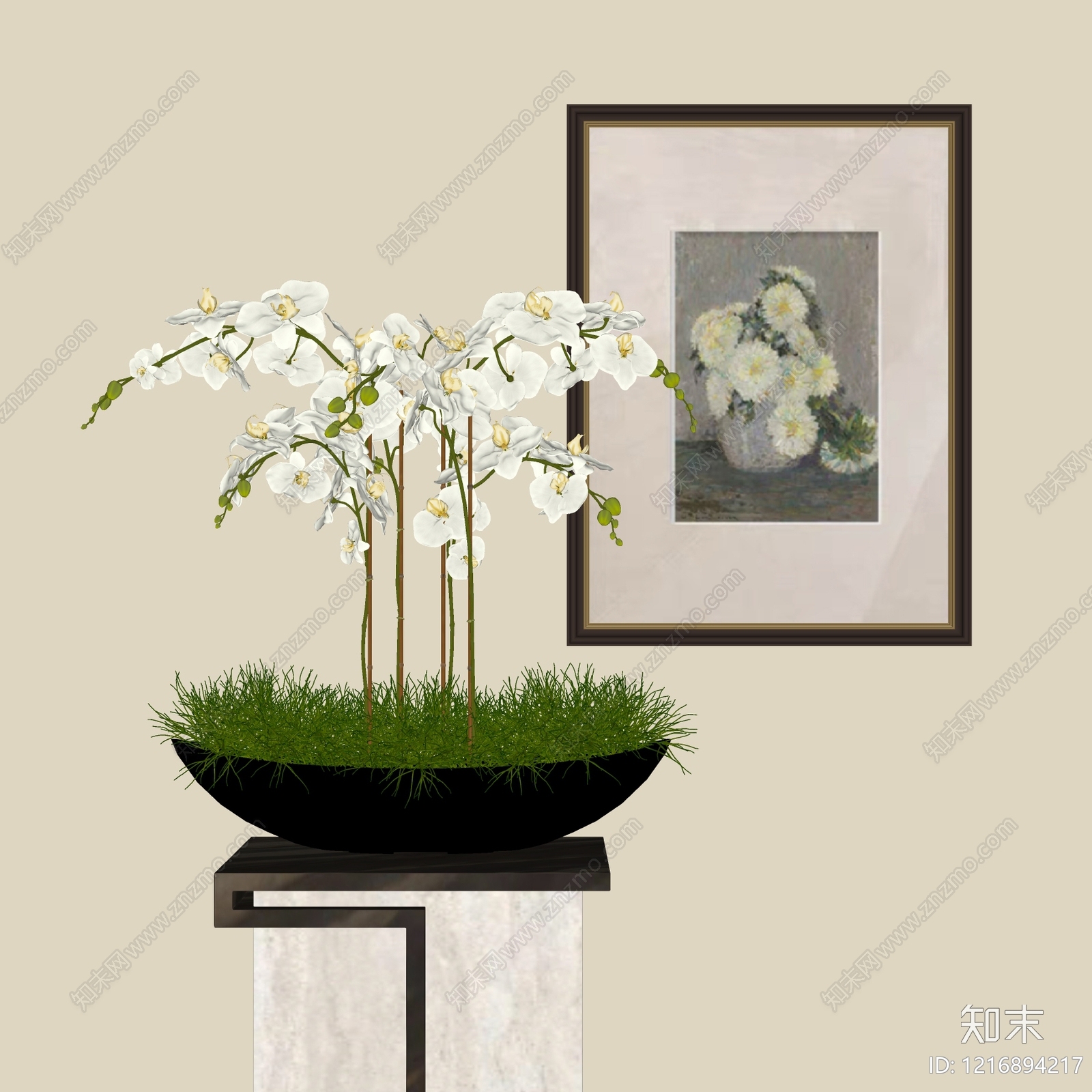 新中式花艺SU模型下载【ID:1216894217】