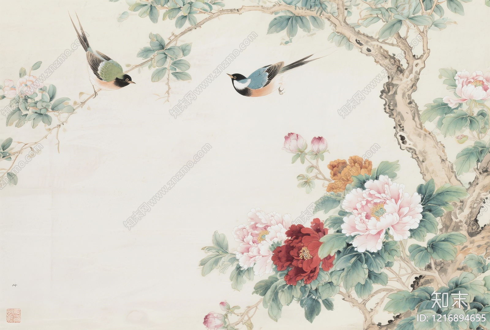 新中式字画贴图下载【ID:1216894655】