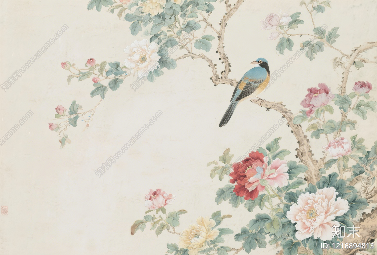 新中式字画贴图下载【ID:1216894813】