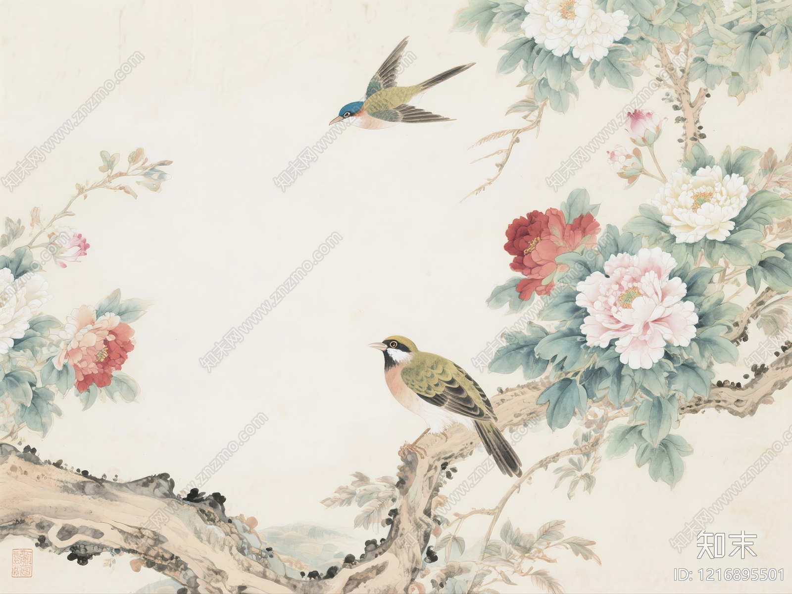 新中式字画贴图下载【ID:1216895501】