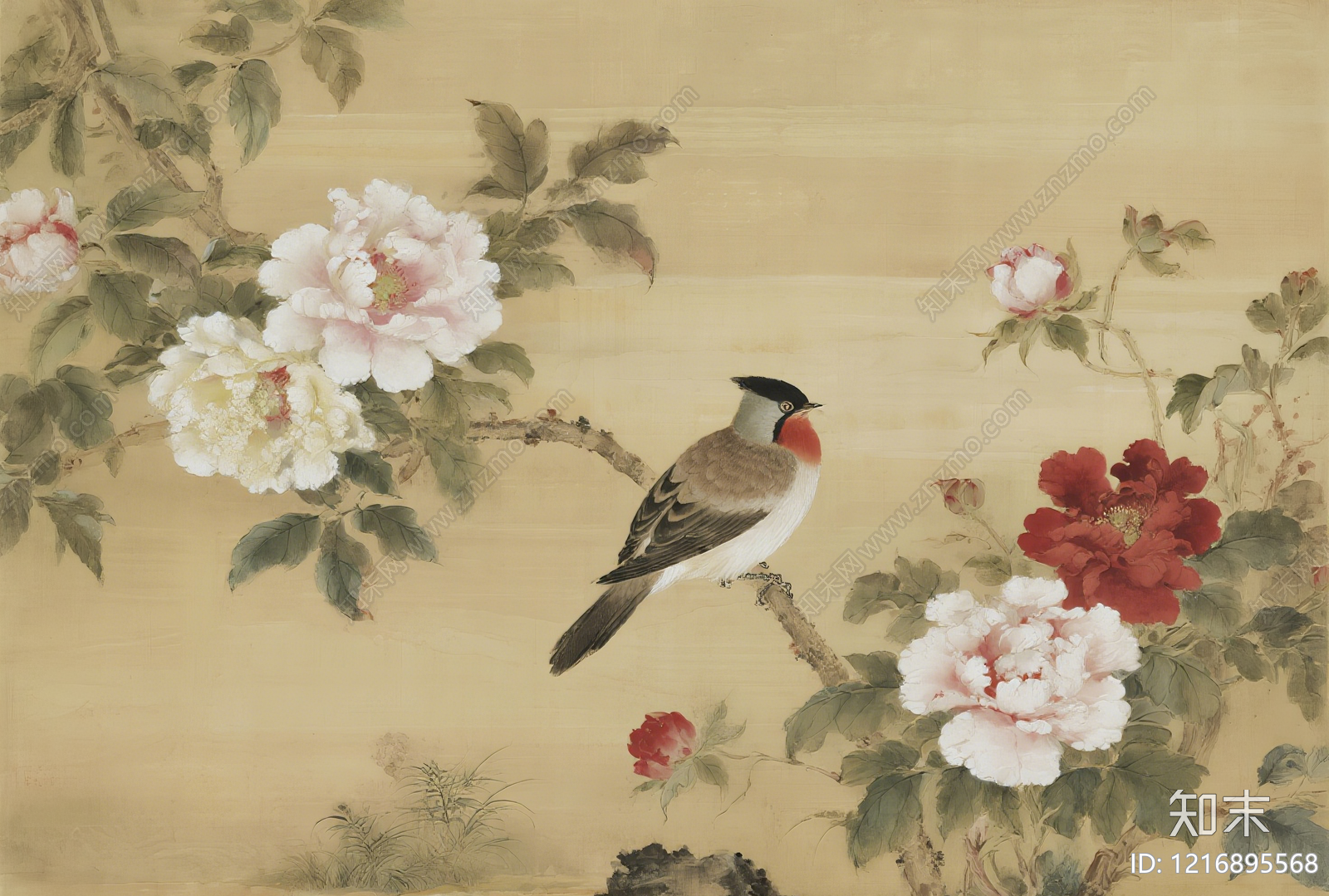 新中式字画贴图下载【ID:1216895568】