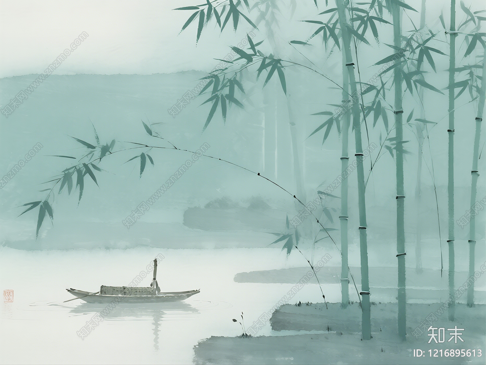 新中式水墨画贴图下载【ID:1216895613】