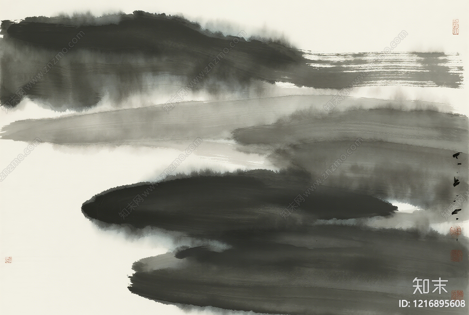 新中式水墨画贴图下载【ID:1216895608】
