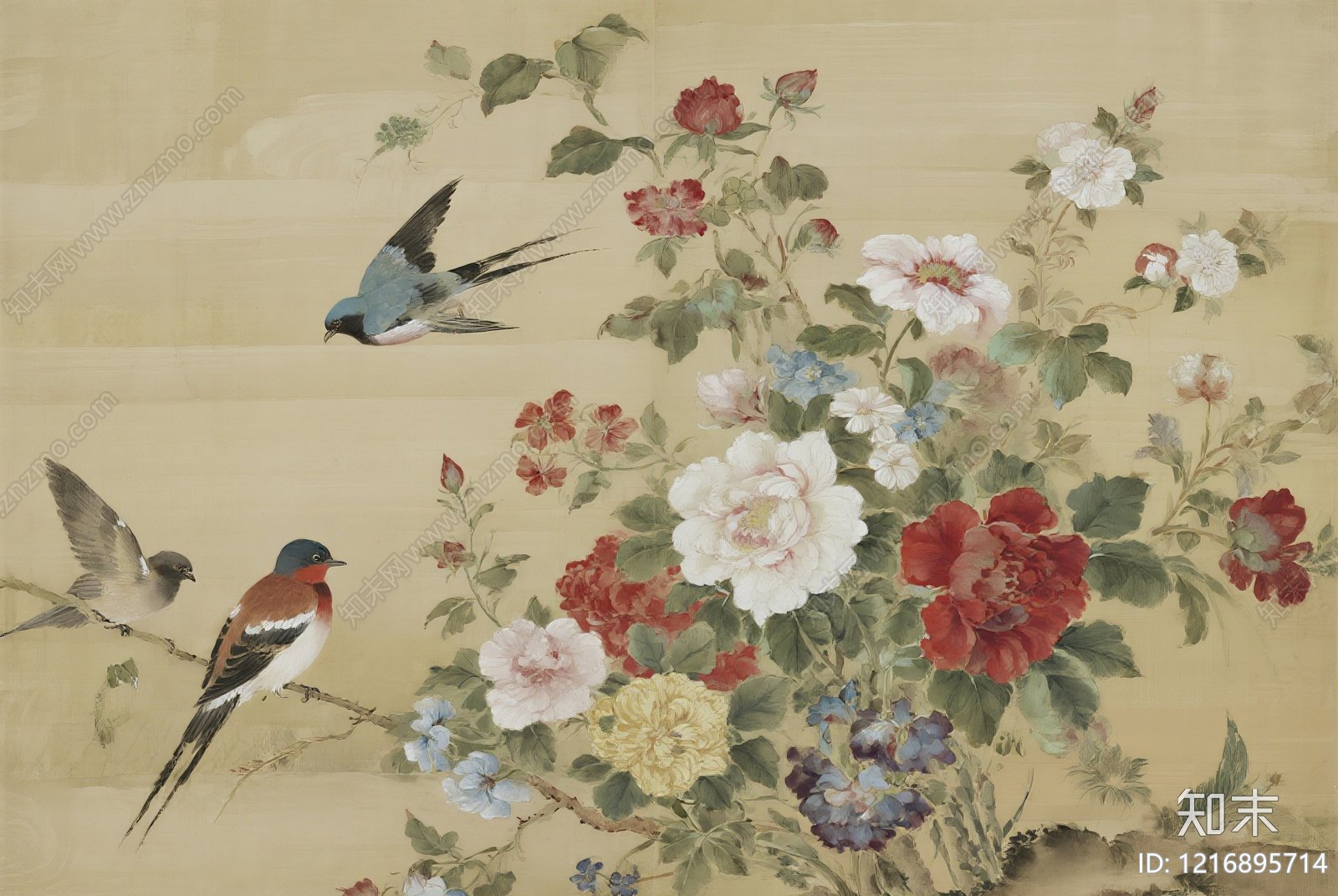 新中式装饰画贴图下载【ID:1216895714】