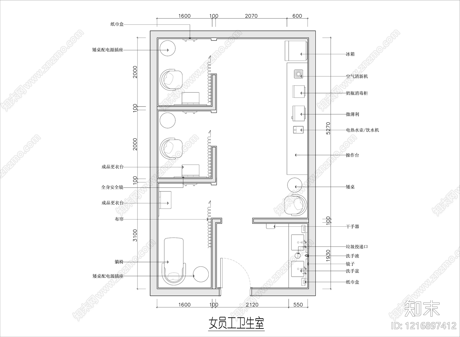 现代母婴室施工图下载【ID:1216897412】