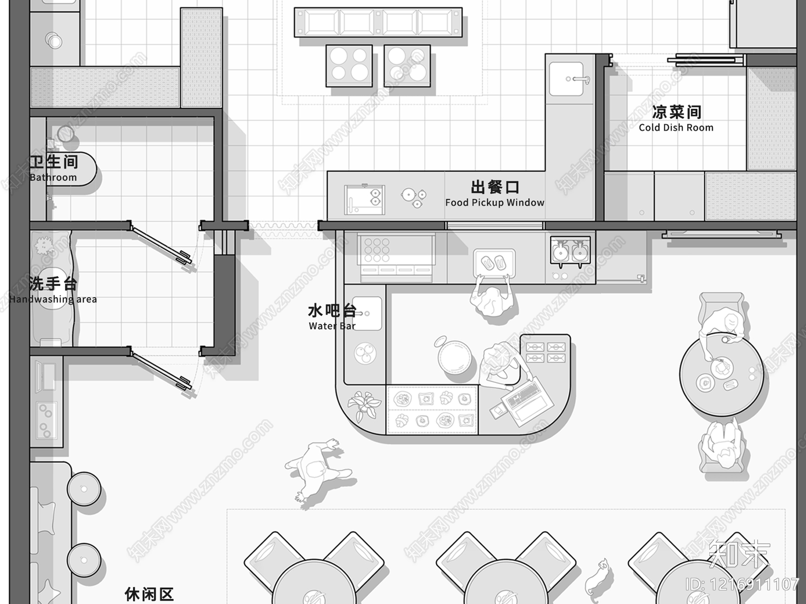 现代复古咖啡厅cad施工图下载【ID:1216911107】