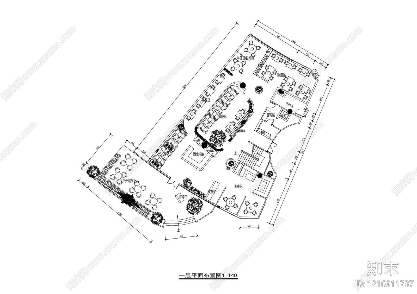 现代,新中式中餐厅CAD图纸