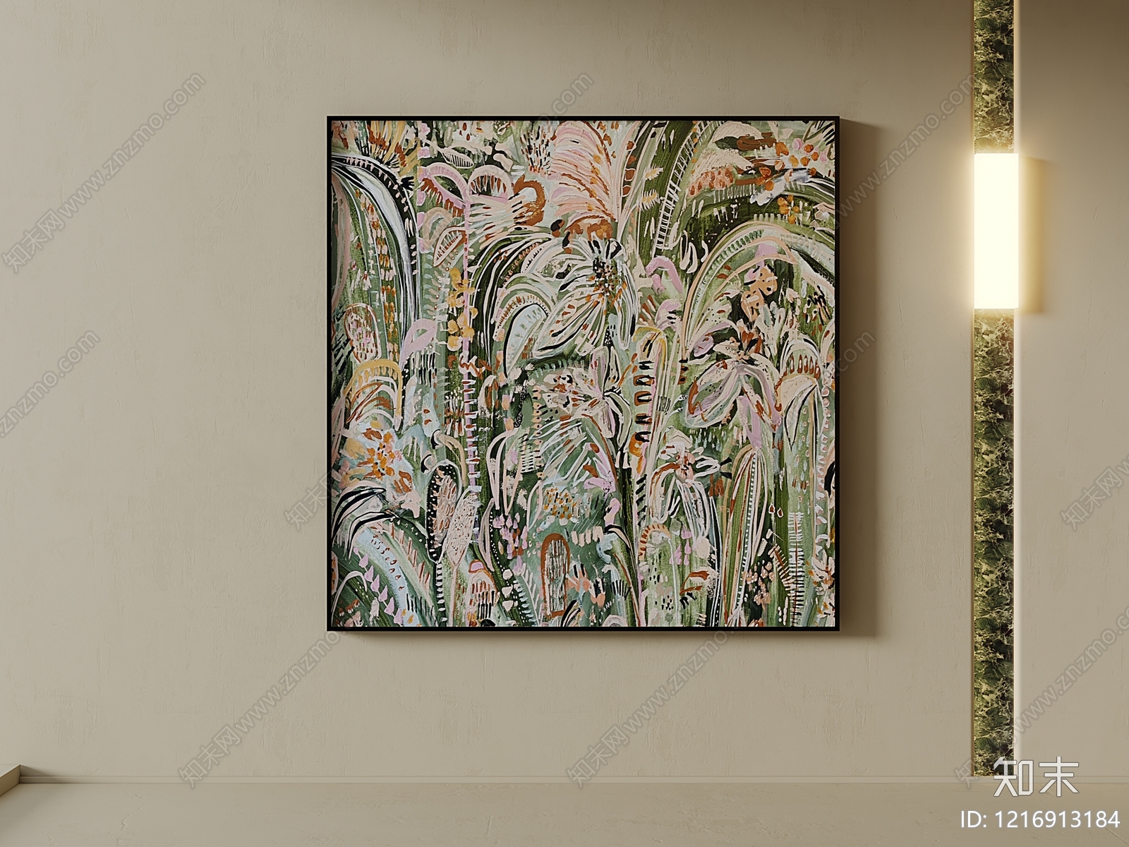 现代家居客厅方形挂画SU模型下载【ID:1216913184】