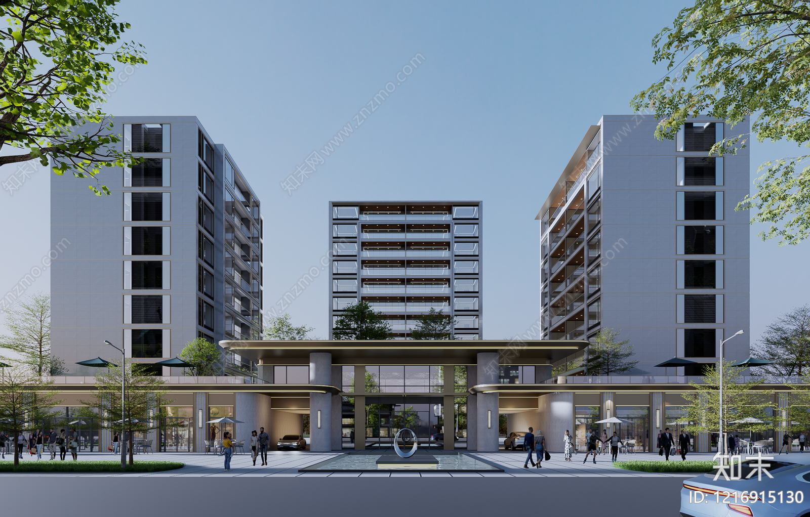 现代极简售楼处建筑SU模型下载【ID:1216915130】
