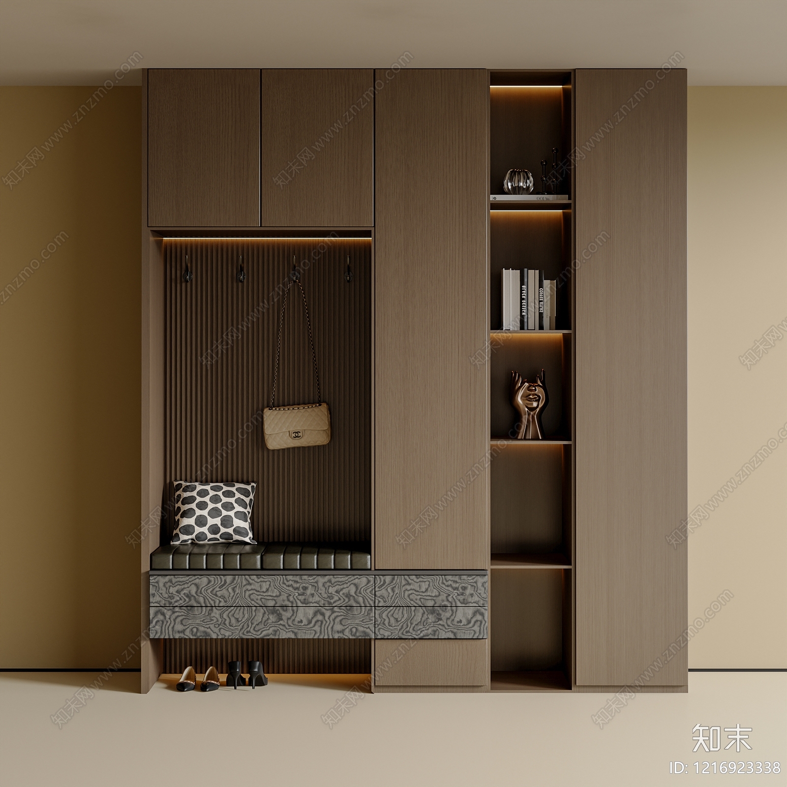 现代简约鞋柜3D模型下载【ID:1216923338】